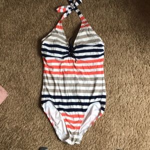 Land’s End nautical striped bathing suit. 8
